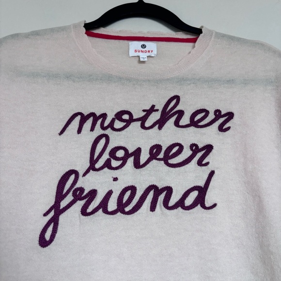 Sundry Wool & Cashmere Mother Lover Friend Sweater Size 1/Small Embroidered - Picture 5 of 14